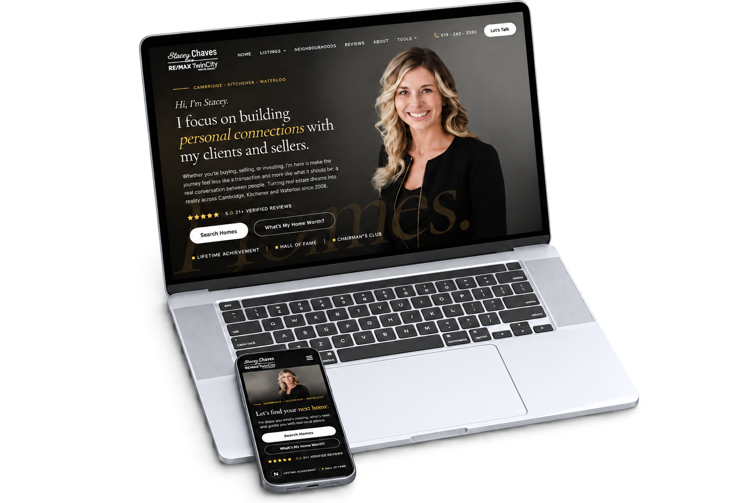 A Parcel real estate website shown on a laptop and phone